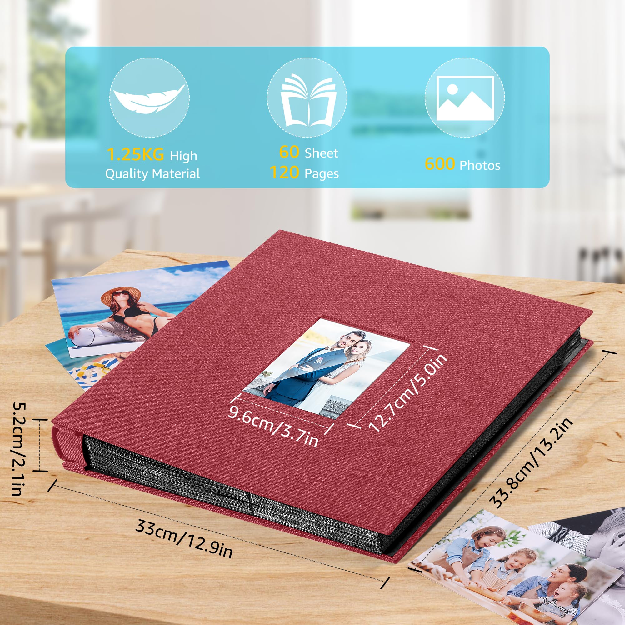 DazSpirit Photo Albums 6x4 Inch 600 Pockets Slip In, Customizable Linen Cover 10x15cm Photo Album, Large Capacity - Image 2