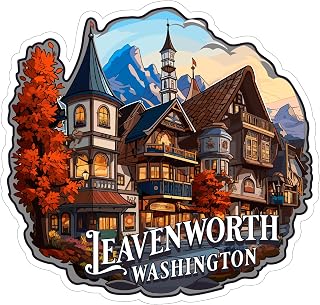 Leavenworth Washington Sticker 4 Inch City Travel Souvenir Destination - Waterproof Vinyl Decal for Laptop Water Bottle Car Tumbler - Durable Aesthetic Long-Lasting Stickers for Adults ID44990