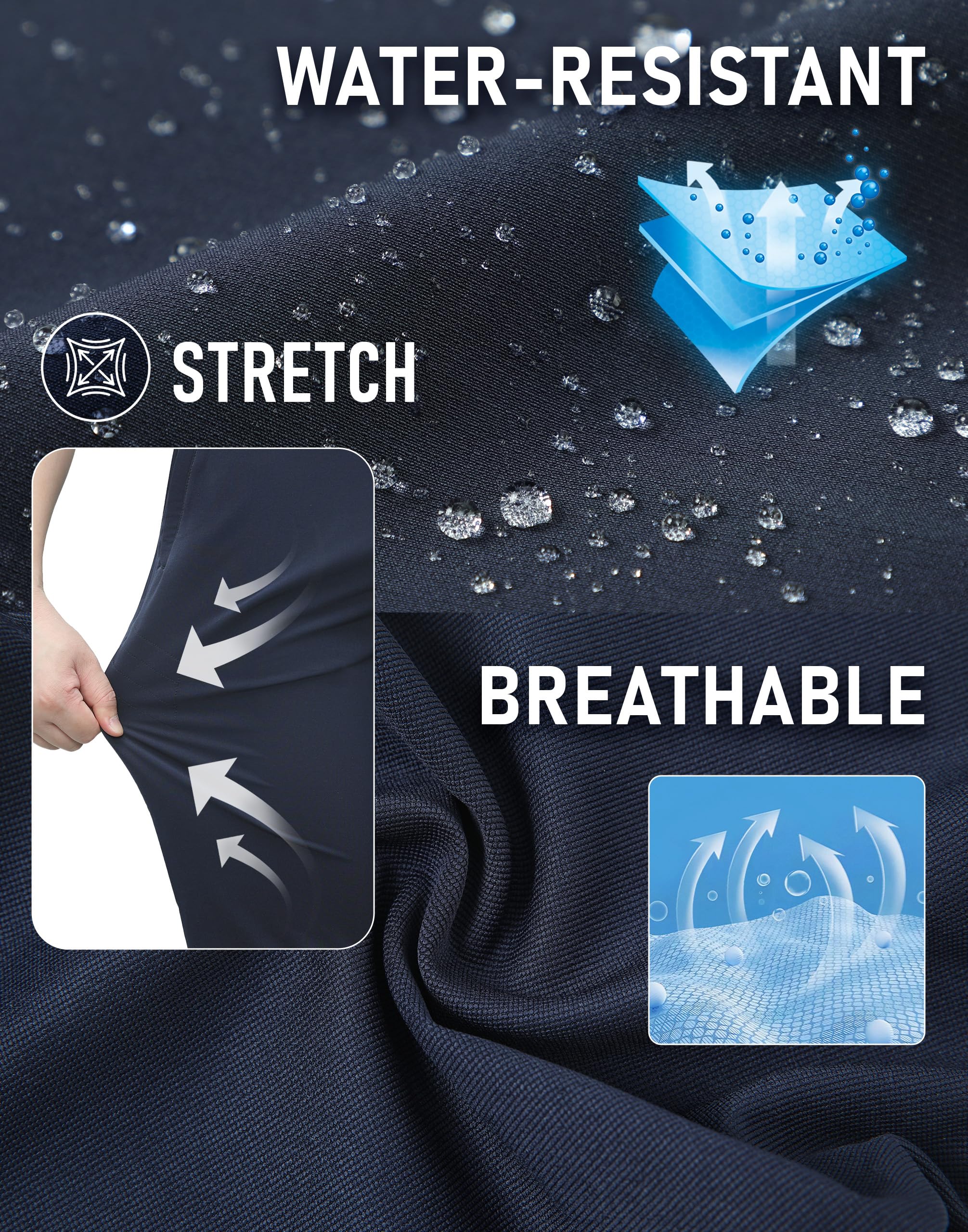 aoli ray Uomo Pantaloni da Golf Sportivi Slim Fit Impermeabile Leggeri Pants con Tasche Blu Navy Darkblue S