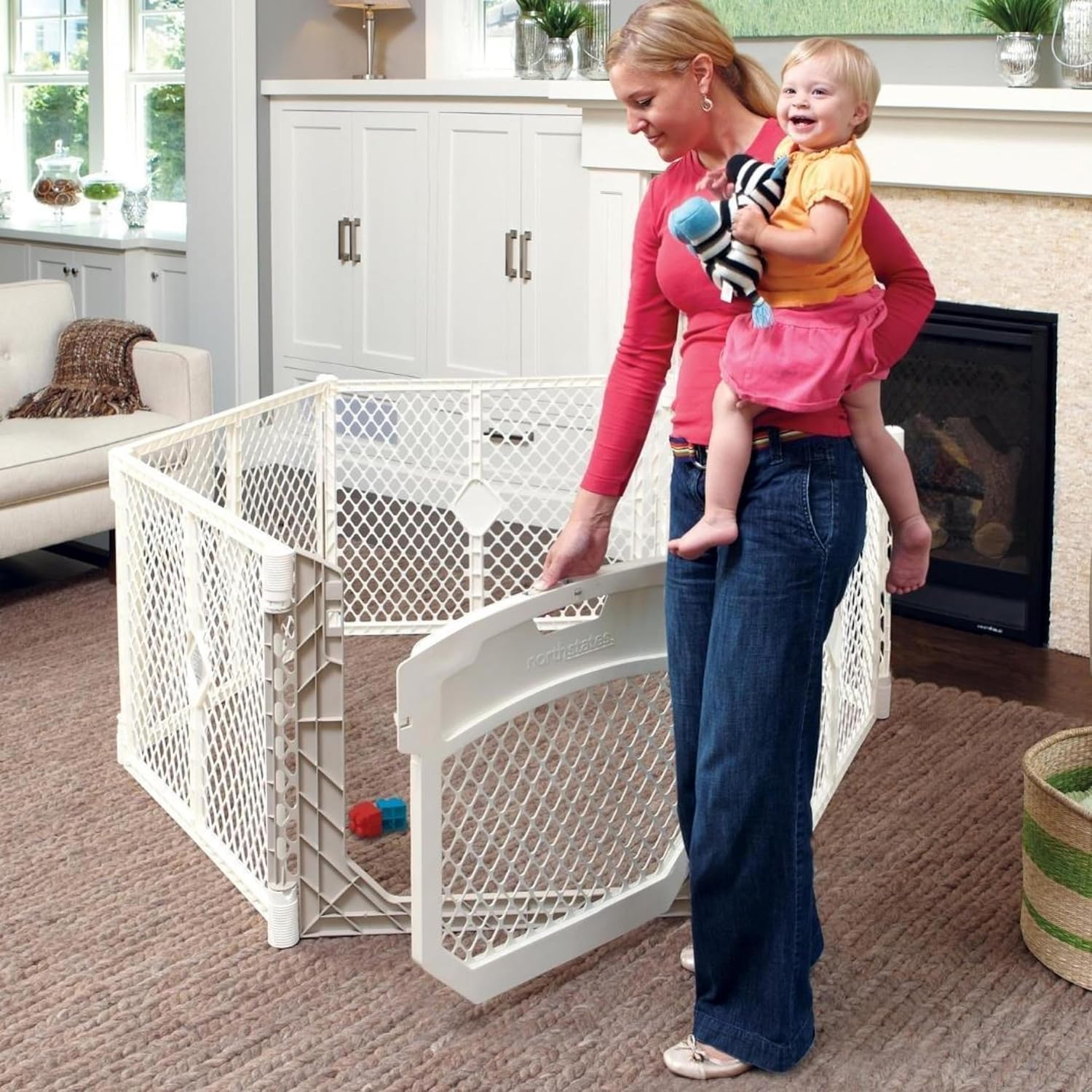 Ivory 26" Tall 6-Panel Baby Play Yard