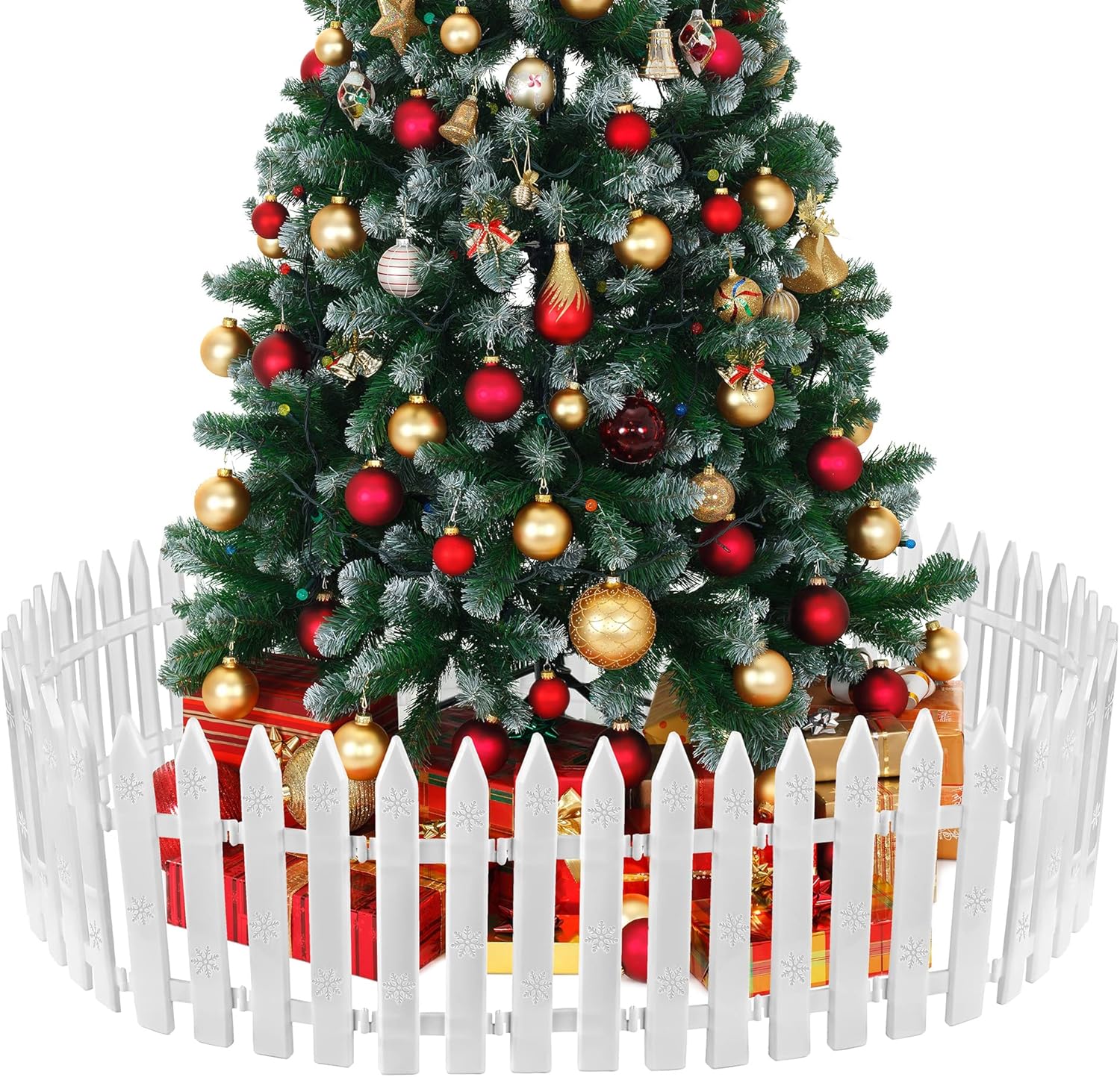 MCEAST 16 Pieces White Plastic Traditional Christmas Tree Fences, 4.6 x 12 Inches, Ideal for Home, Wedding, Fairy Garden, Party White 16