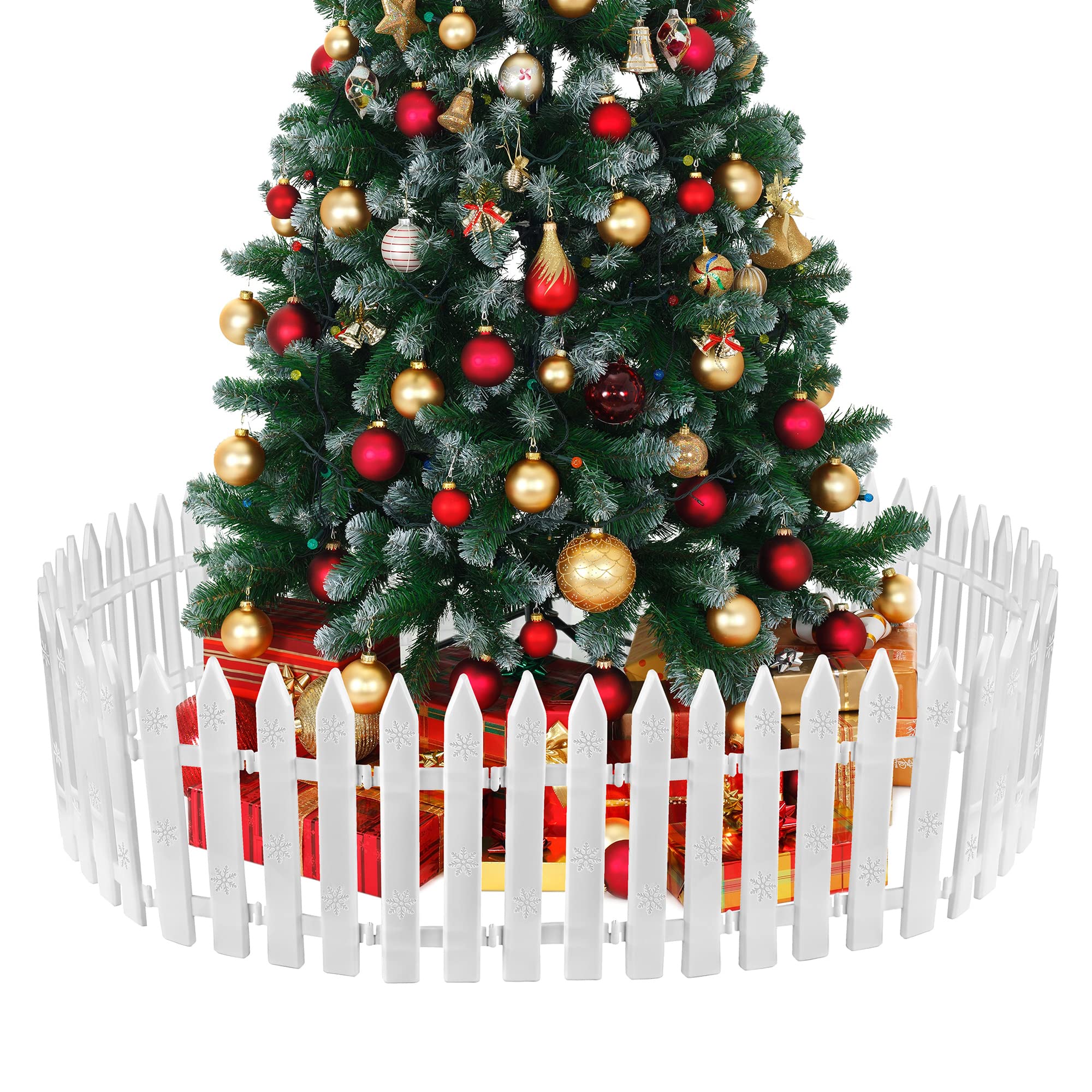 MCEAST 36-Piece White Plastic Traditional Picket Fences, 4.6 x 12 Inches, Ideal for Christmas, Gardens & More