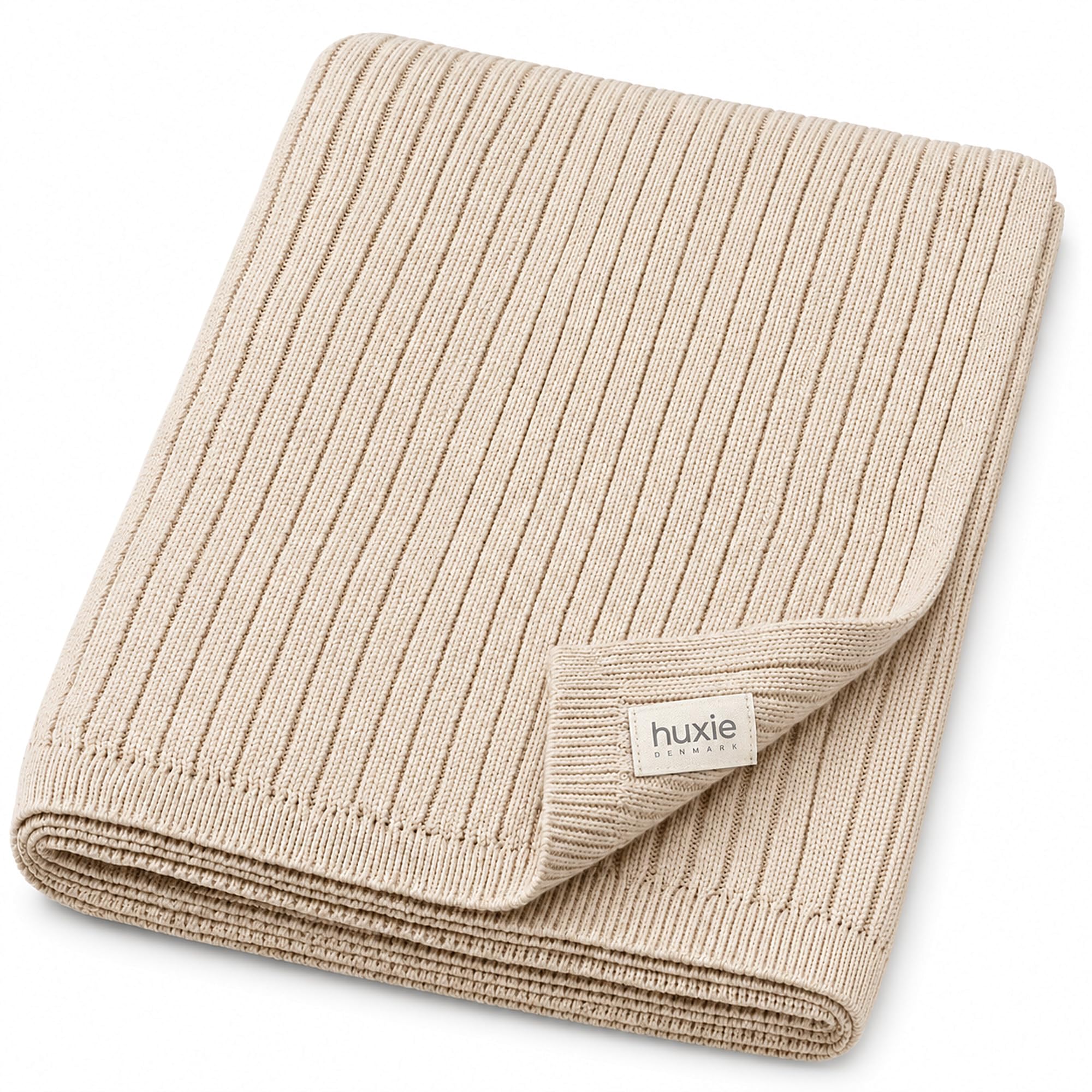 Ribbed Knit Baby Blanket – 100% Organic Cotton, Newborn Crib Quilt