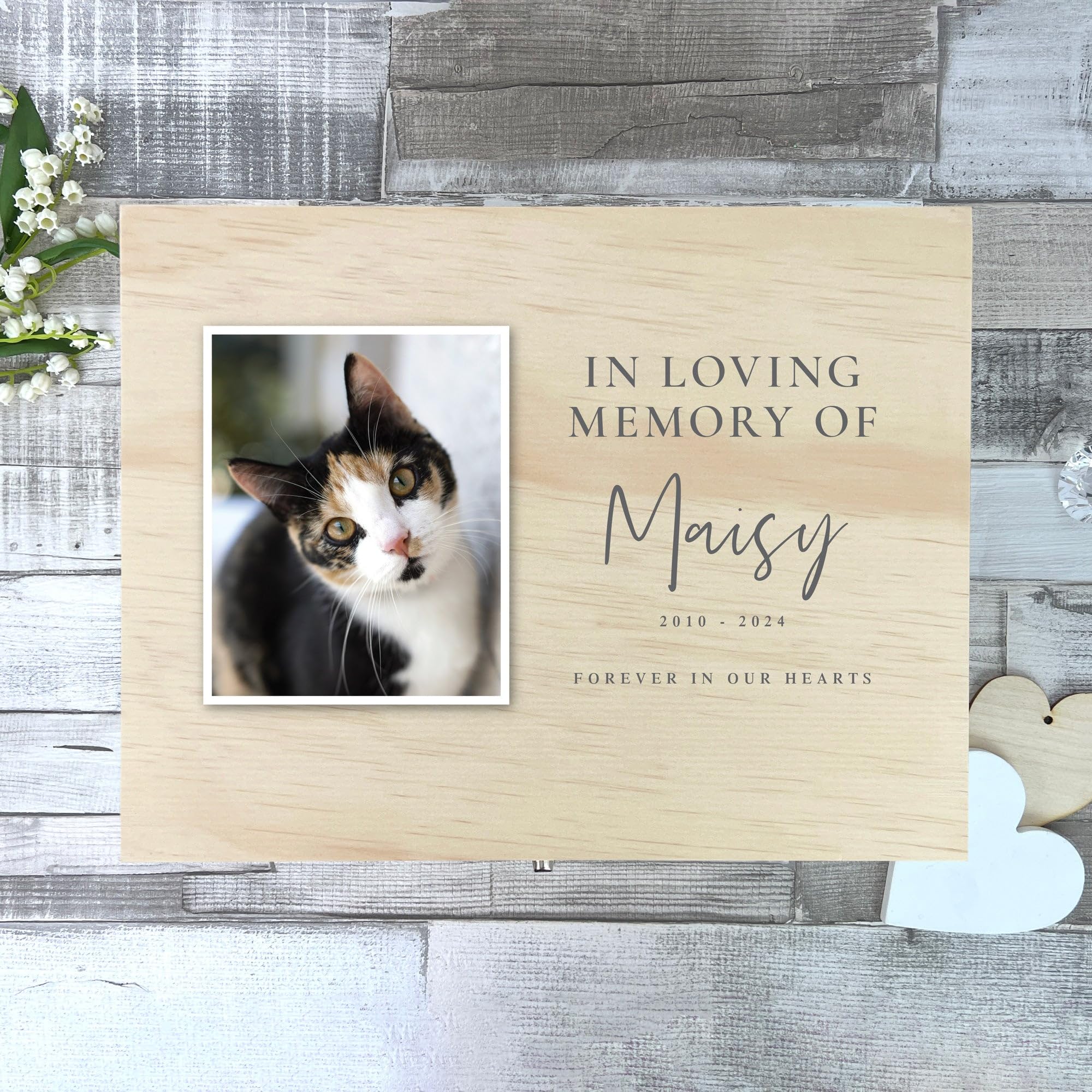 Caja de recuerdo personalizada con foto de mascota "In Loving Memory Of", regalo de condolencias por la pérdida de mascotas, 26 cm de ancho x 18,9 cm de profundidad x 15,5 cm de alto