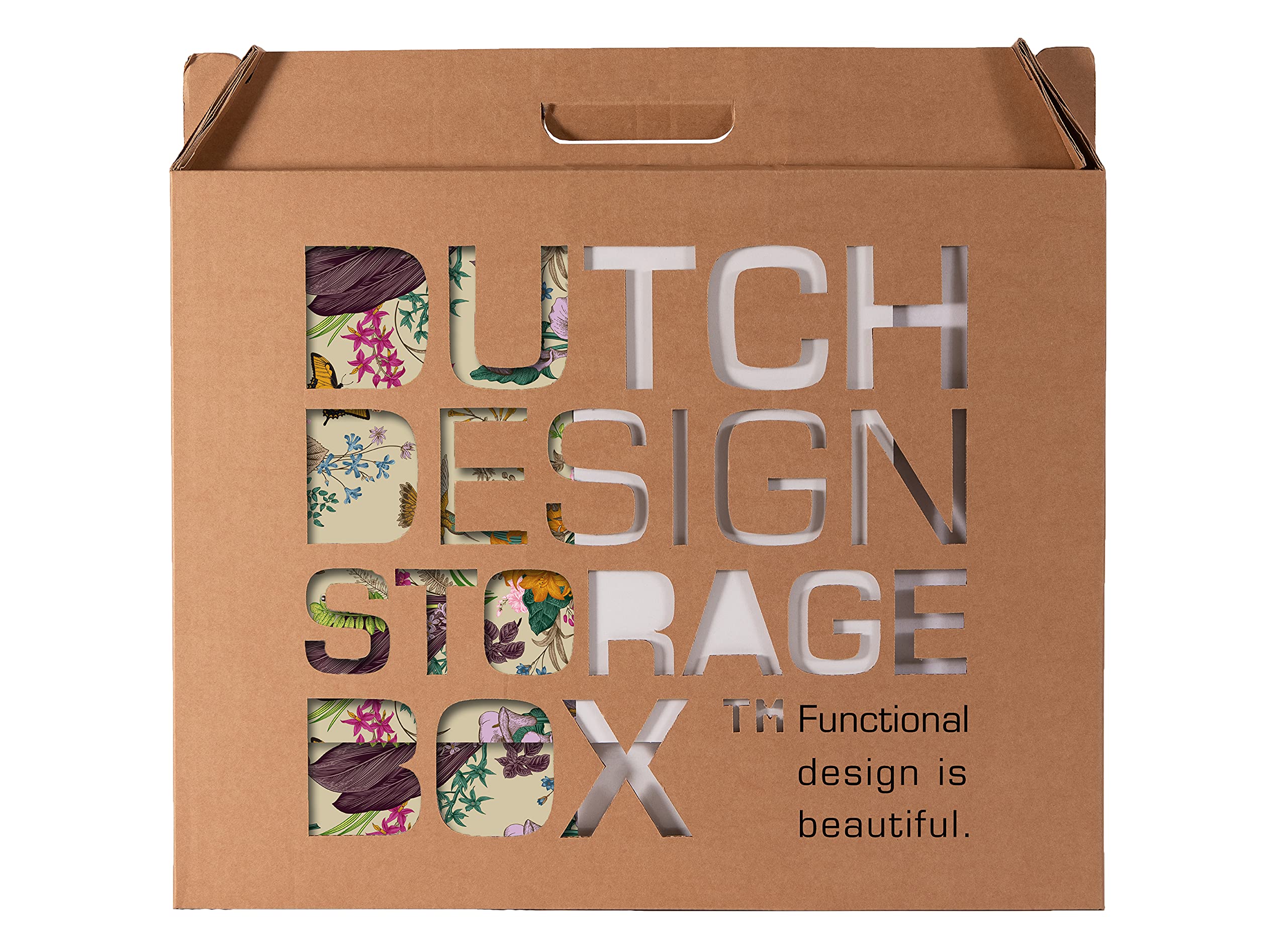DDB Dutch Design Brand - Caja de almacenamiento con tapa (38,9 x 31,8 x 21,1 cm) (botánico)