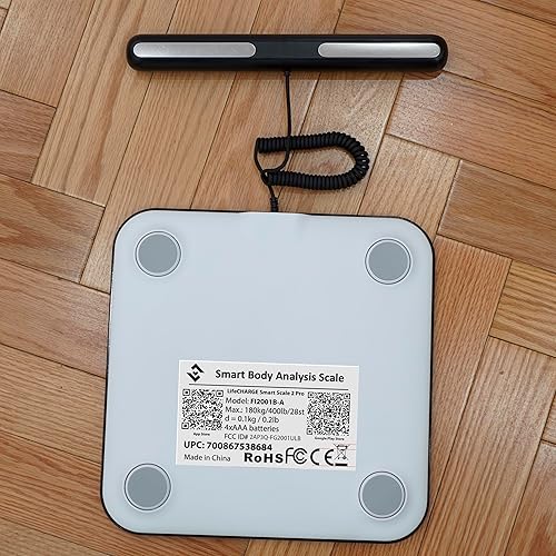 Miniatura 5 de LifeCHARGE Báscula inteligente de grasa corporal de 8 electrodos, 2 básculas PRO para peso corporal y grasa. Báscula digital de peso IMC de gran