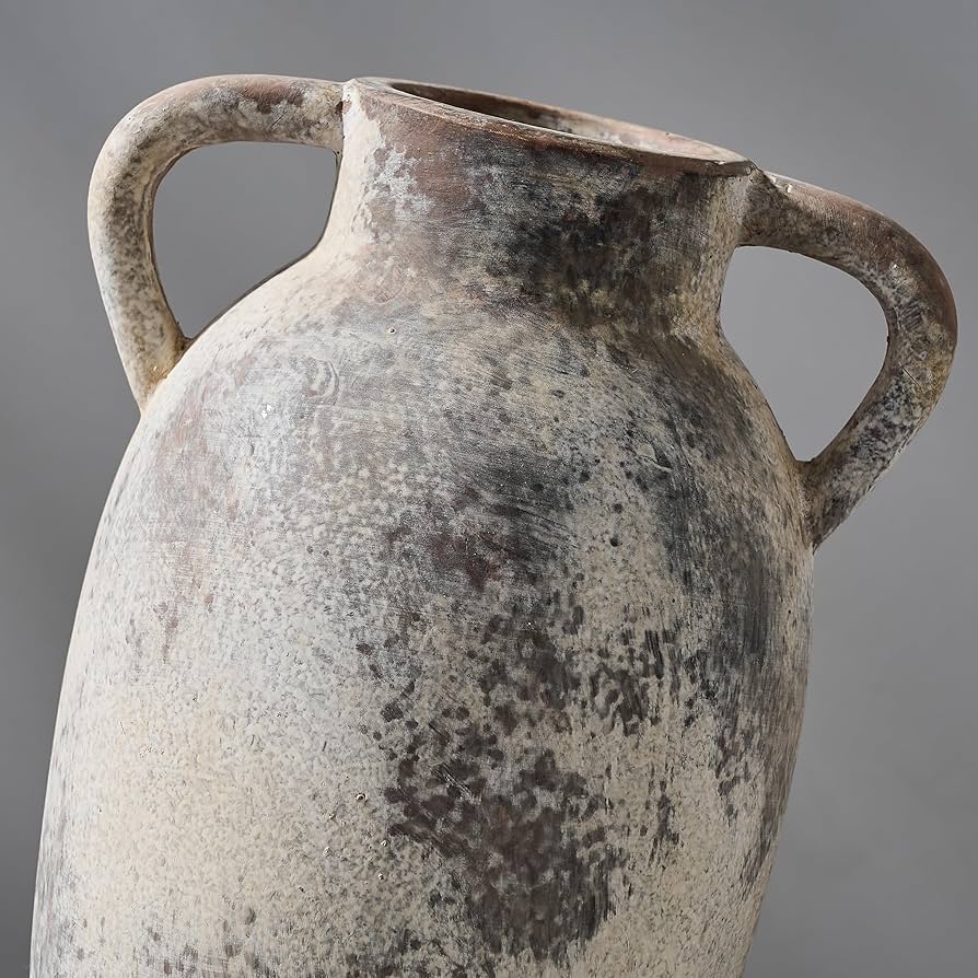 Amazon.co.jp: PORCER 9.84インチ ハンドル付きセラミック花瓶