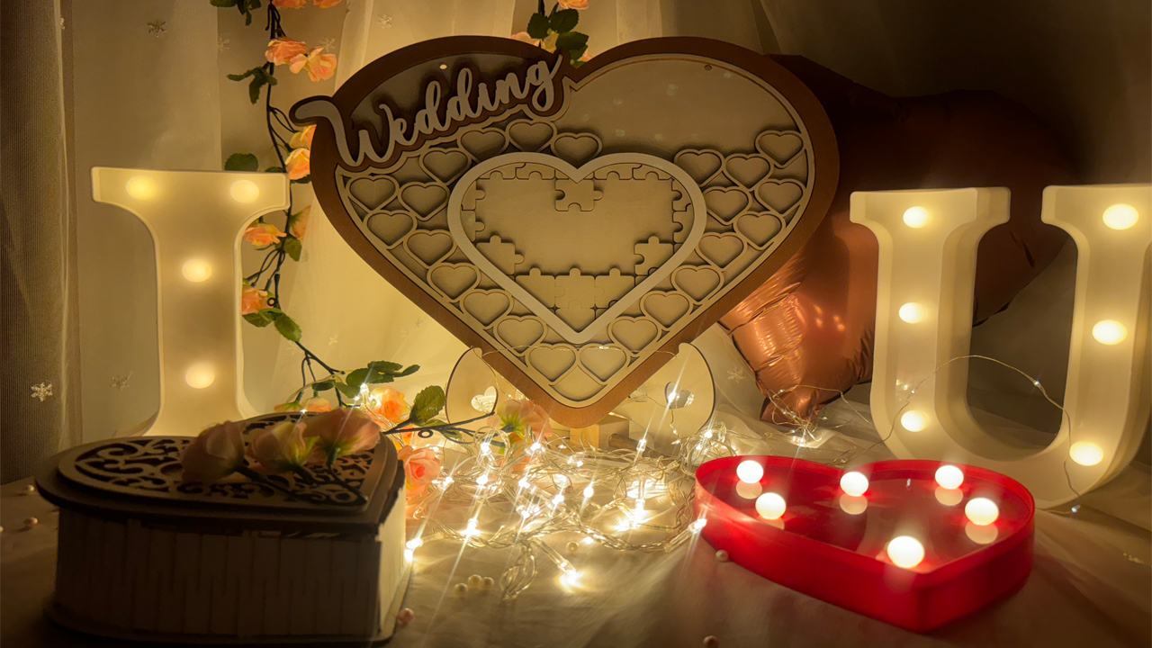 Duiaynke Libro degli ospiti per matrimonio con supporto a forma di cuore, decorazione per matrimoni, baby shower (60 cuori