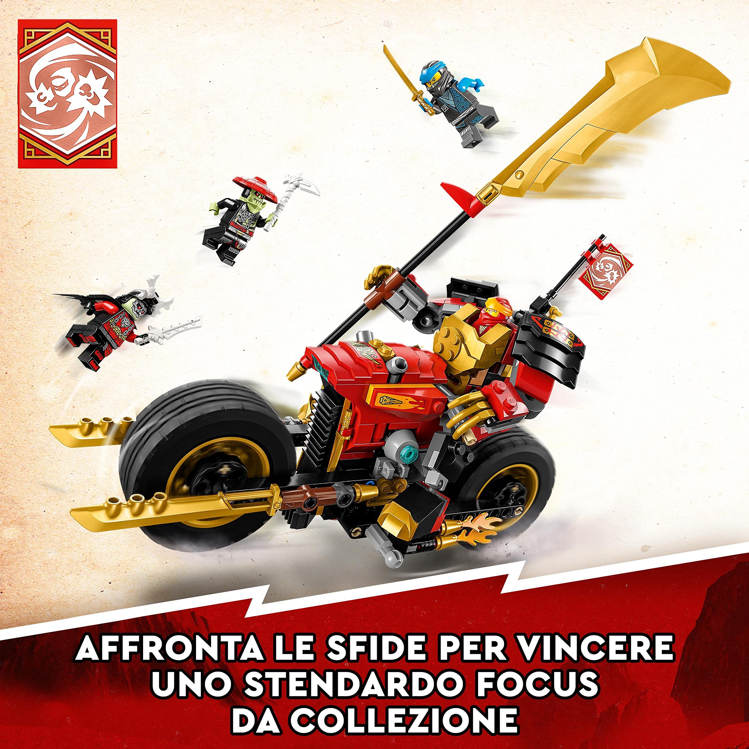 LEGO NINJAGO Mech Rider di Kai - EVOLUTION, Moto Giocattolo Ninja Potenziabile, Giochi per Bambini, Bambine, Ragazzi e Ragazze da Collezione con Action Figure e 2 Minifigure 71783