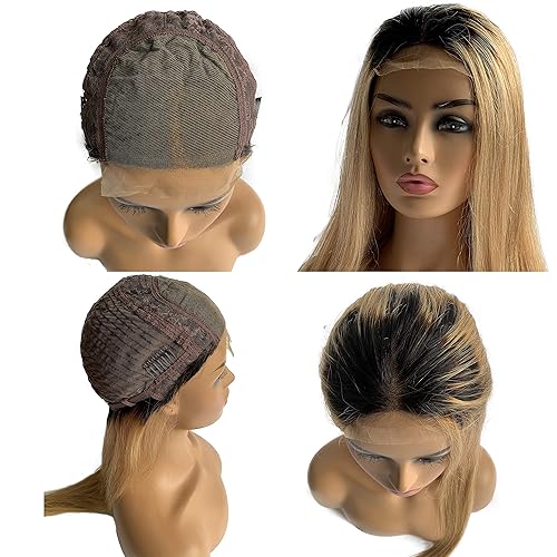 Miniatura 5 de 24 pulgadas de largo, peluca de encaje frontal, rubio miel, cabello humano real, liso, 150 % de densidad, cabello brasileño virgen, pelucas de