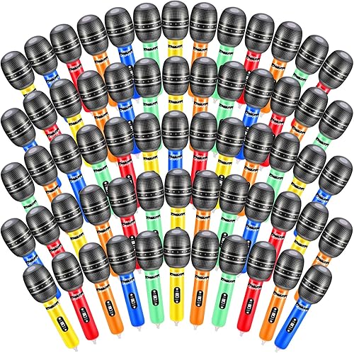 Miniatura 8 de 60 micrófonos inflables, micrófono inflable grande, varios colores, micrófono inflable, micrófono de juego de simulación, infla juguetes de plástico