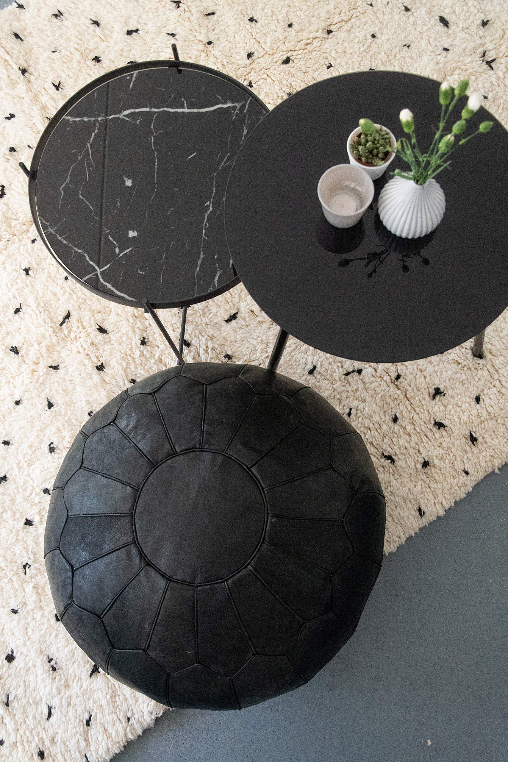 Bruine Poufs&Pillows Vierkante Leren XL Poef - Honey Cognac Handgemaakt En Stijlvol Gevuld Geleverd