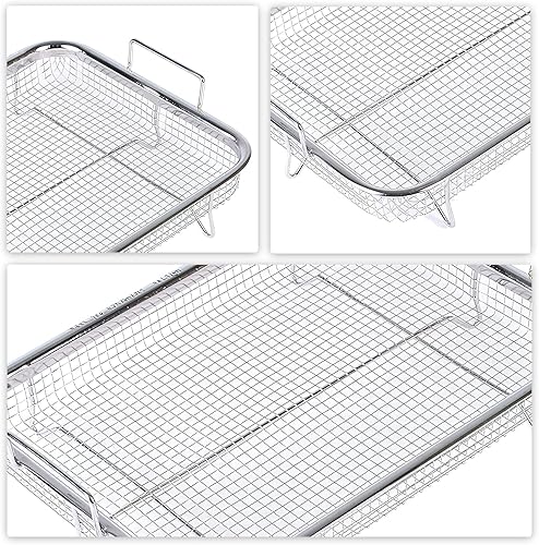 Miniatura 6 de Cesta para freidora de aire para horno 2 cestas para freidora de aire, sartén de aire de 11.8 x 8.7 x 2.2 in, cesta de freír antiadherente, bandeja