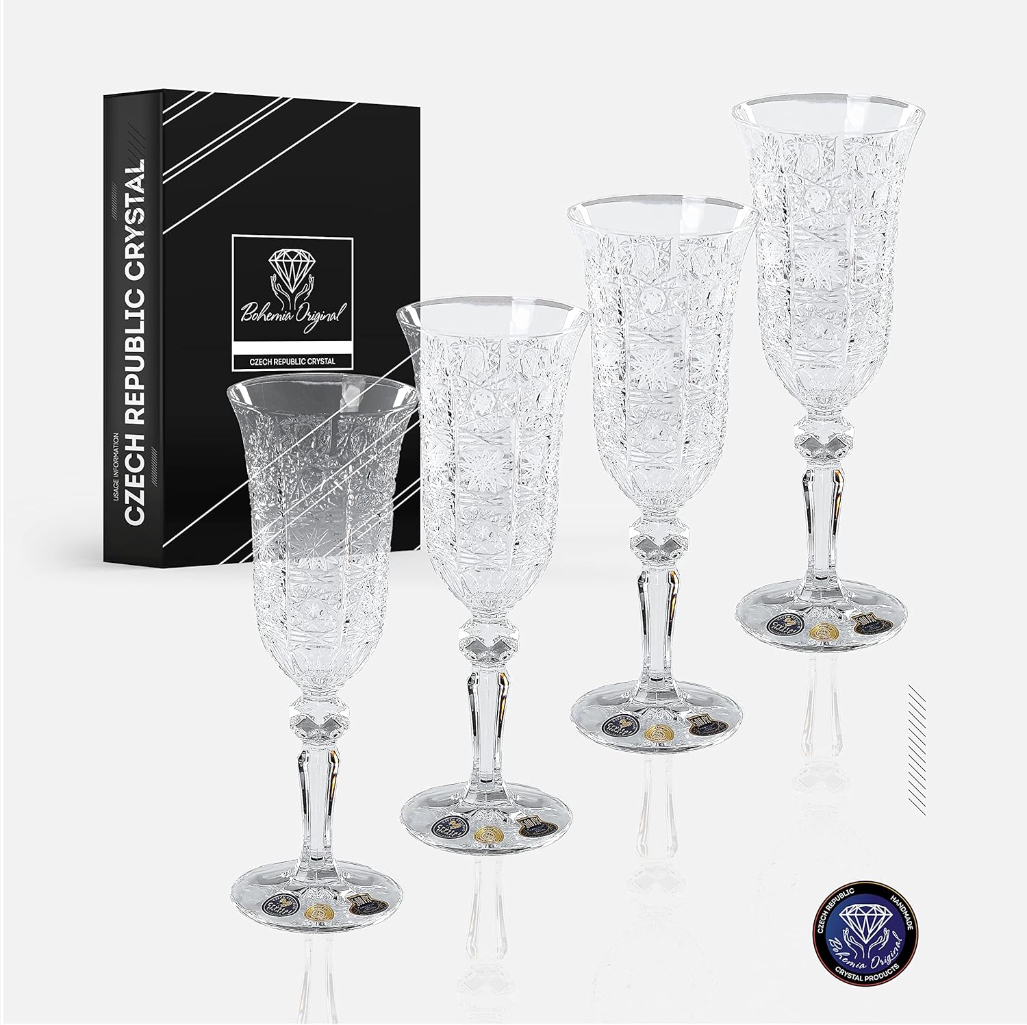 Bohemia Crystal Champagne Glasses 4pcs 150ml Amazon.co.uk Home & Kitchen