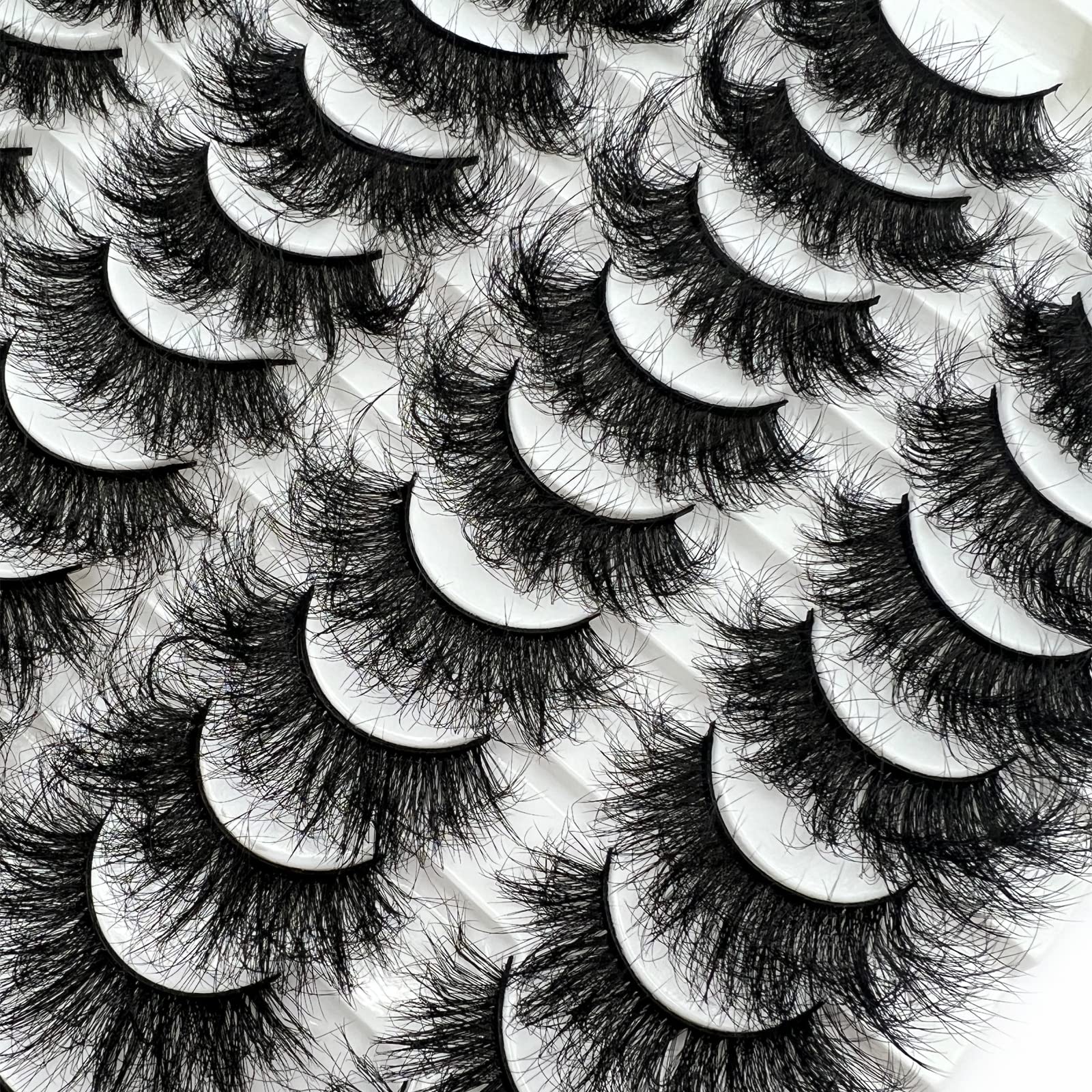 Lashes 25mm Fluffy Mink False Eyelashes Long 20 Pairs Dramatic Thick 3D 5D Faux Mink Lashes 4 Styles 25 mm Wispy D Curl Volume Fake Eyelashes Pack, by Kmilro: 15-Fluffy Mink Lashes 20mm-20 Pairs-LD06