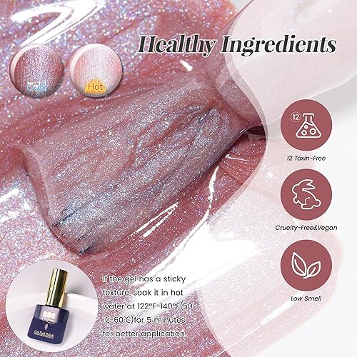 Vista 127 de YTD Likomey Brocade Glitter - Esmalte de uñas de gel que cambia de color, 0.5 onzas líquidas, color rosa intenso a violeta, brillo brillante, cambio