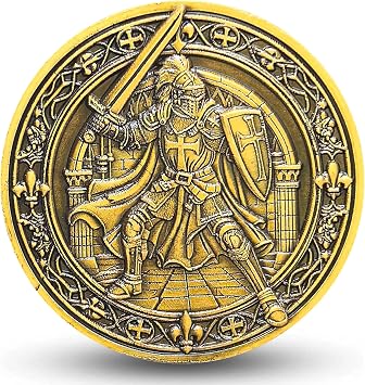 Knights Valor Christian Challenge Coin with Inspirational Creed Single Coin