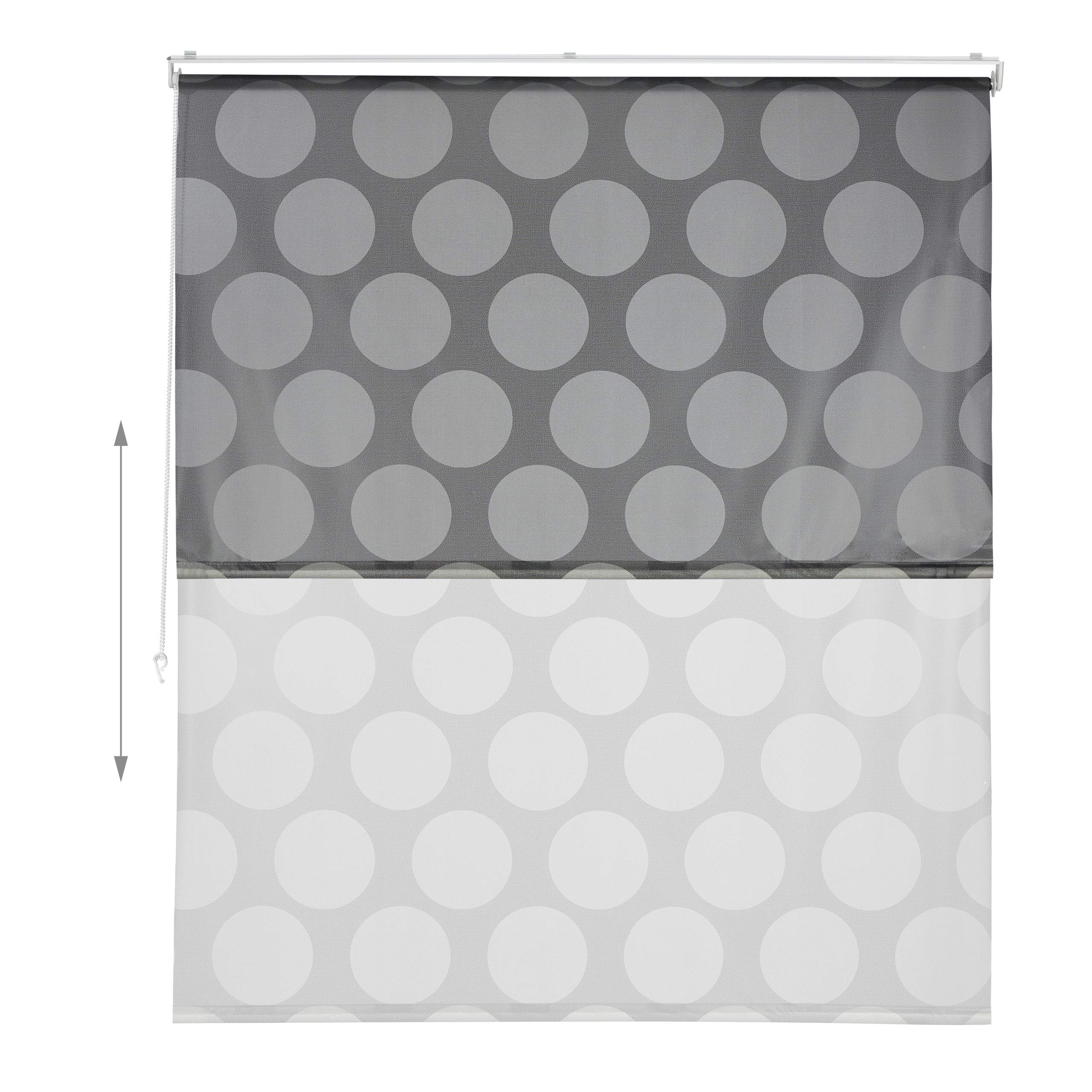 Relaxdays Tenda per Doccia Moderna, 140x240, Vasca da Bagno, Idrorepellente, Montaggio a Soffitto, Rullo Finestra,Grigia