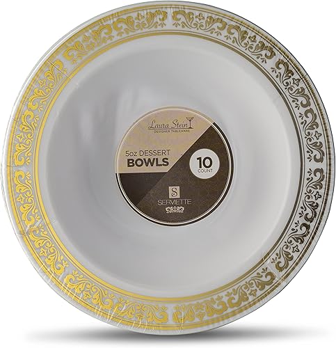 Miniatura 1 de 20 platos de 10 pulgadas - Vajilla de diseñador de plástico pesado de alta calidad con borde dorado, plato de fiesta y boda, serie Serviette, platos