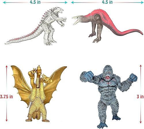 Miniatura 4 de TwCare Juego exclusivo de 6 figuras de acción conjunta movibles de Godzilla vs Kong, rey del monstruo, dinosaurio, Ghidorah, cráneo, rastreador,