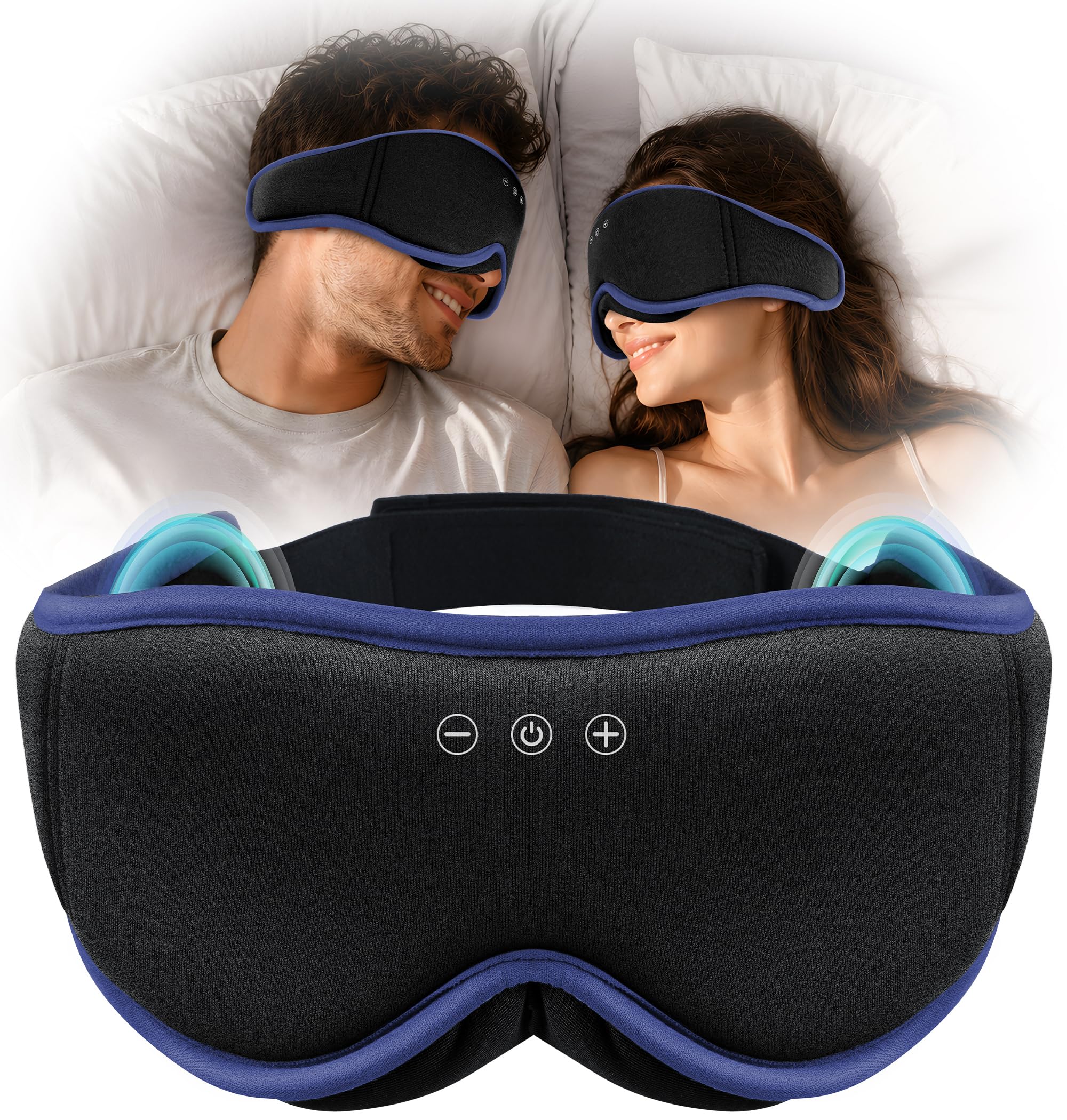 MUSICOZY Schlafmaske, Kopfhörer, 100 % Verdunkelung, 3D-Augenmaske aus Bio-Bambus-Baumwolle (DE)