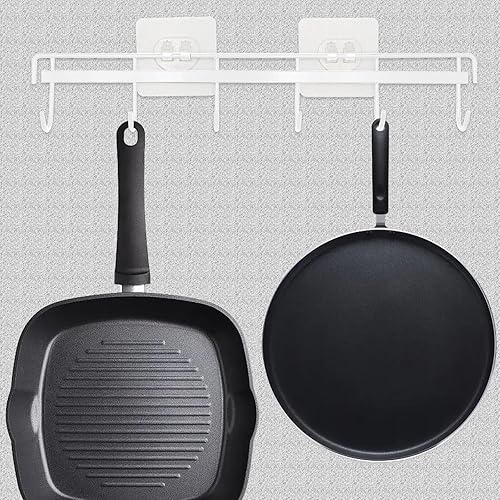 Miniatura 7 de Paquete de 2 ganchos adhesivos de pared para cocina, colgador de cucharas para colgar espátulas de cocina, cucharas medidoras, ahorro de espacio,