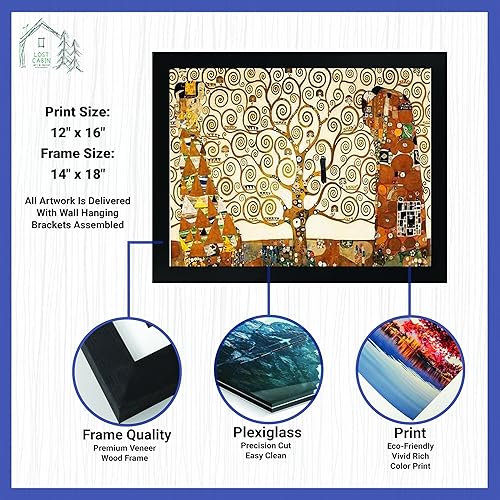 Miniatura 2 de Gustav Klimt - Cabaña perdida, el árbol de la vida, impresión en marco plano negro  Reproducción de pinturas de obras de arte finas  Póster