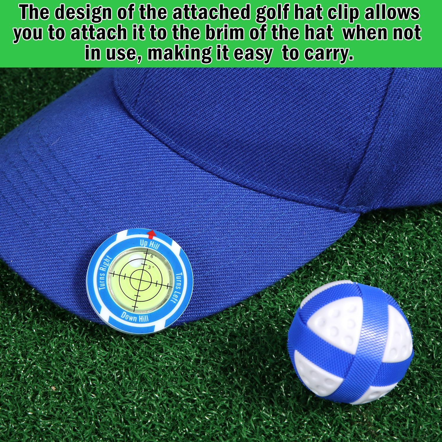 Golf Green Reader with Magnetic Hat Clip & Ball Marker - NQEUEPN Bubble Level for Indoor Outdoor