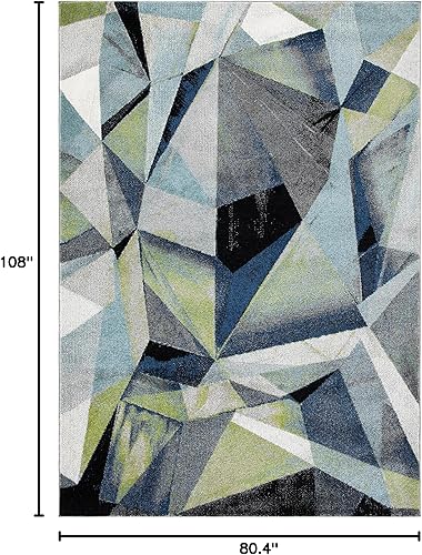 Miniatura 65 de SAFAVIEH Porcello Collection - Alfombra de área de 8 x 10 pies, gris claro y naranja, diseño abstracto moderno, no desprende pelusa y de fácil Gris