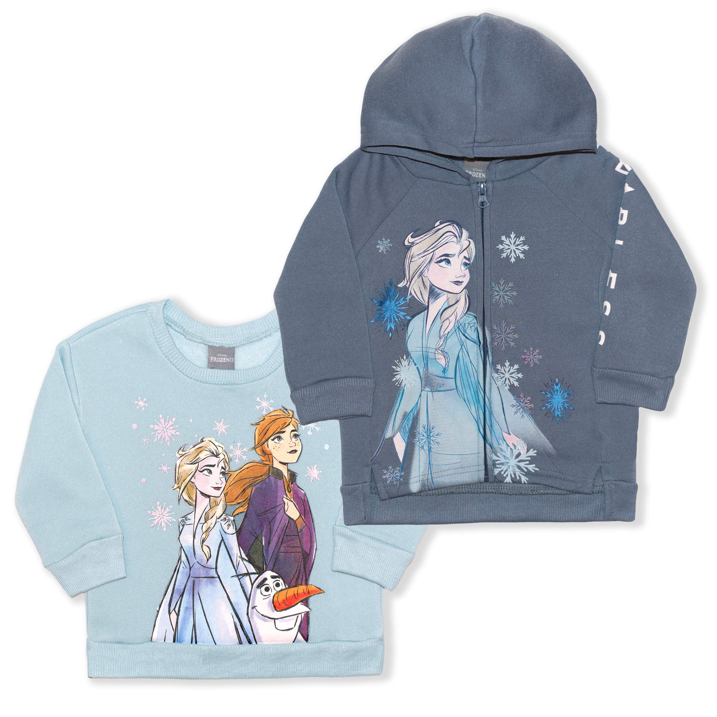 Princess Girls 2 Piece Zip Up Hoodie and Sweatshirt for Toddler and Little Kids