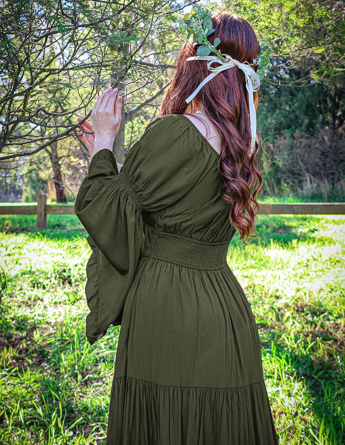 Scarlet Darkness Renaissance Dress Women Long Sleeve Off The Shoulder Dress Flowy Maxi Dresses