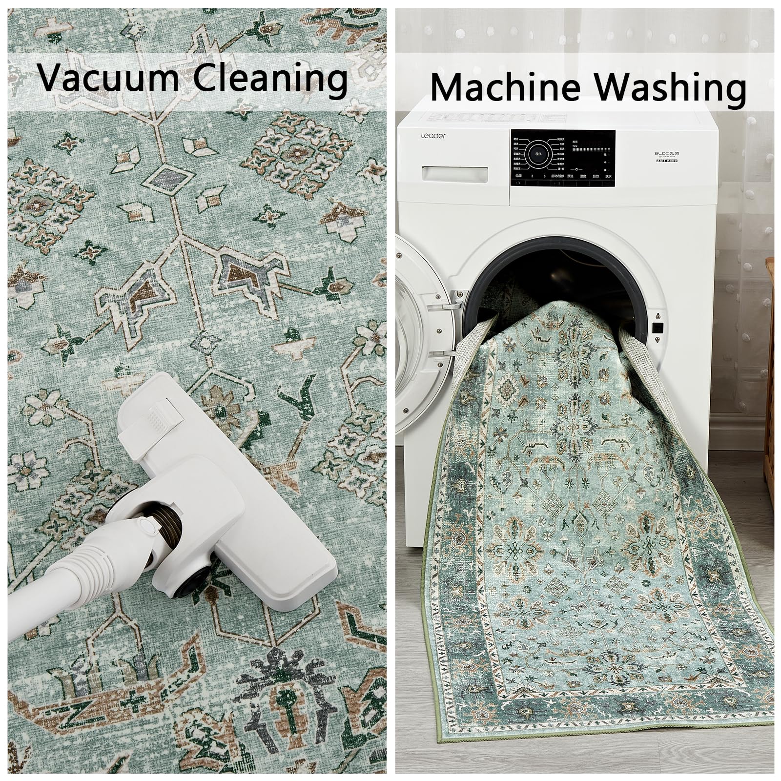 CIBTYHOH Washable Rug Rugs Living Room Carpet for Bedroom Vintage-Inspired Area Rug - Classic Floral Pattern,80 * 150 CM - Image 4