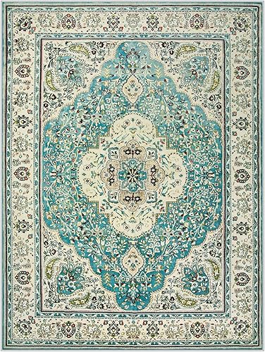 Miniatura 9 de Lahome Tapete con medallón floral, grande, suave, estampado turco, antideslizante, pelo corto, para dormitorio, interiores, comedor, habitación de