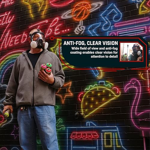 Miniatura 6 de Respirador orgánico de vapor, productos químicos y partículas de cara completa - 1 año de garantía del fabricante - Máscara reutilizable de
