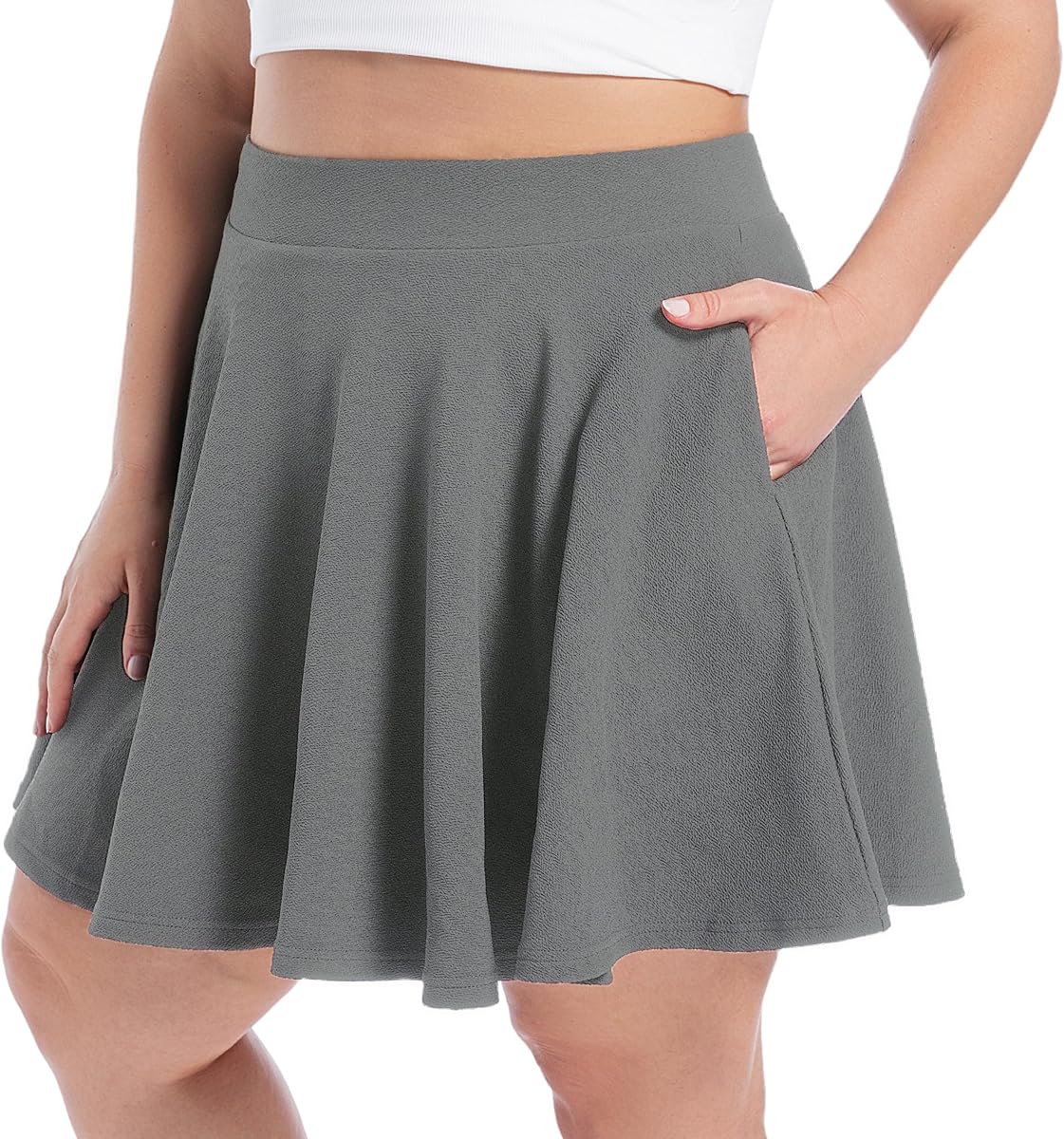 Faldas para mujer SEKINO Plus Size Mini faldas básicas versátiles con bolsillos elásticas acampanadas plisadas falda informal incorporada en pantalones cortos