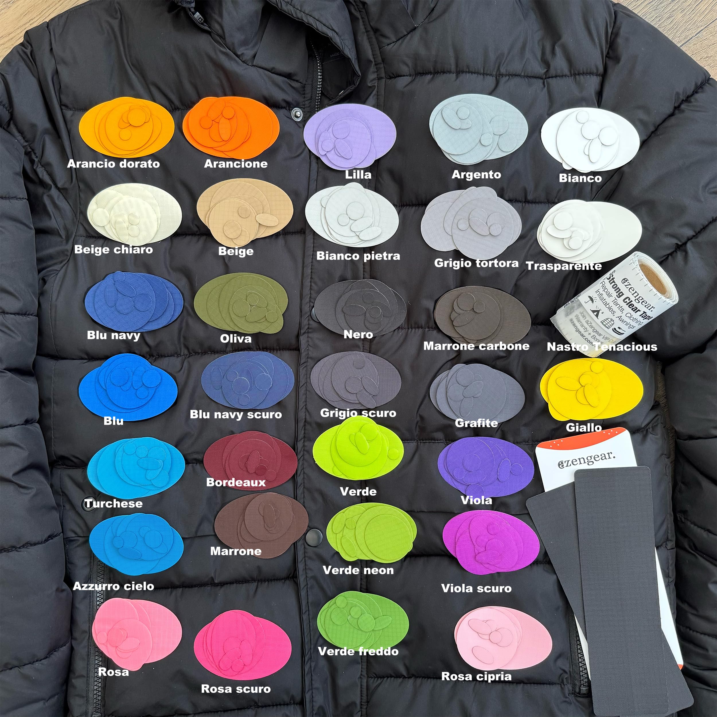 aZengear Toppe di riparazione autoadesive, impermeabili, resistenti a strappi, freddo e calore, in poliestere, per piumini, tute da sci, scarpe, tende e tappezzeria (11 pezzi, nero)