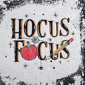 Hocus Pocus T-Shirt Funny Halloween Teacher Graphic Tee Shirt for Women Short Sleeve T Shirts