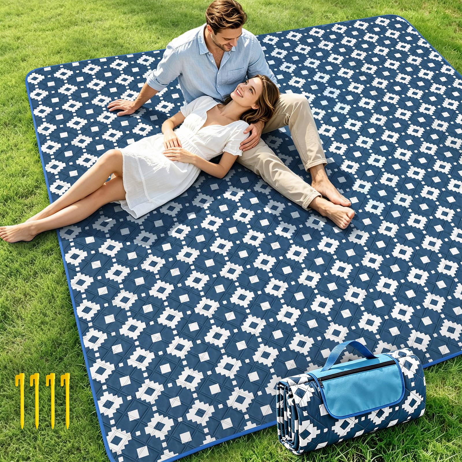 Large Foldable Picnic Blanket, 200 * 200 Cm, Waterproof and Sandproof