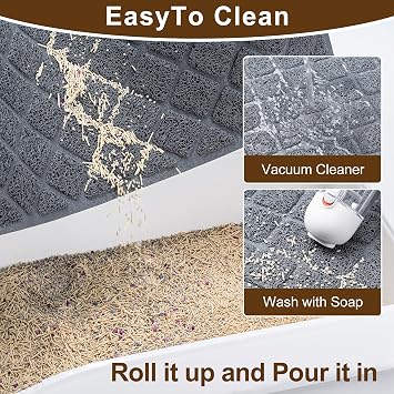 Cat Litter Mat Litter Box Mat,Litter Trapping Mat Premium Durable PVC Pad, 24 x 35 Inches Kitty Litter Box, Easy to Clean,Non-Slip,Urine Waterproof