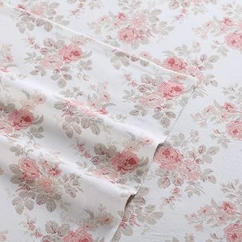 Amazon｜Laura Ashley - フランネルシーツ ツインサイズ、毛玉防止