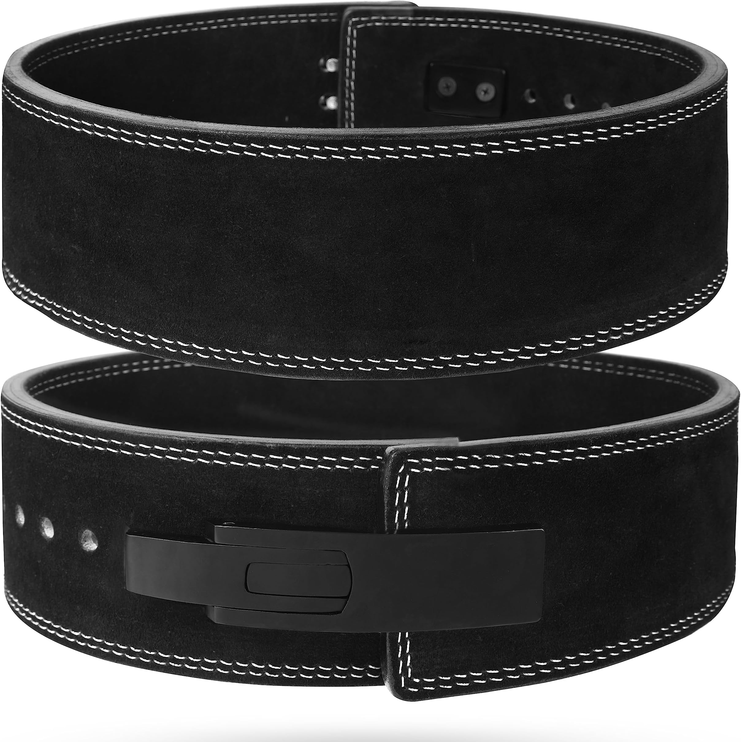 Cow Hide Leather Gym Weight Lifting Lever Buckle Powerlifting Belt Fitness Exercise Bodybuilding