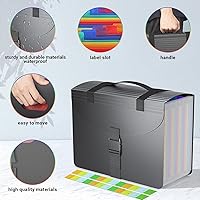 Vista 4 de Organizadores de archivos con asa, organizador de archivos de acordeón de 25 bolsillos, carpeta de archivos expandible portátil para recibos