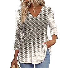 3/4 长袖女式上衣 2025 女式衬衫 连衣裙 休闲时尚服装 V 领娃娃上衣 秋季服装