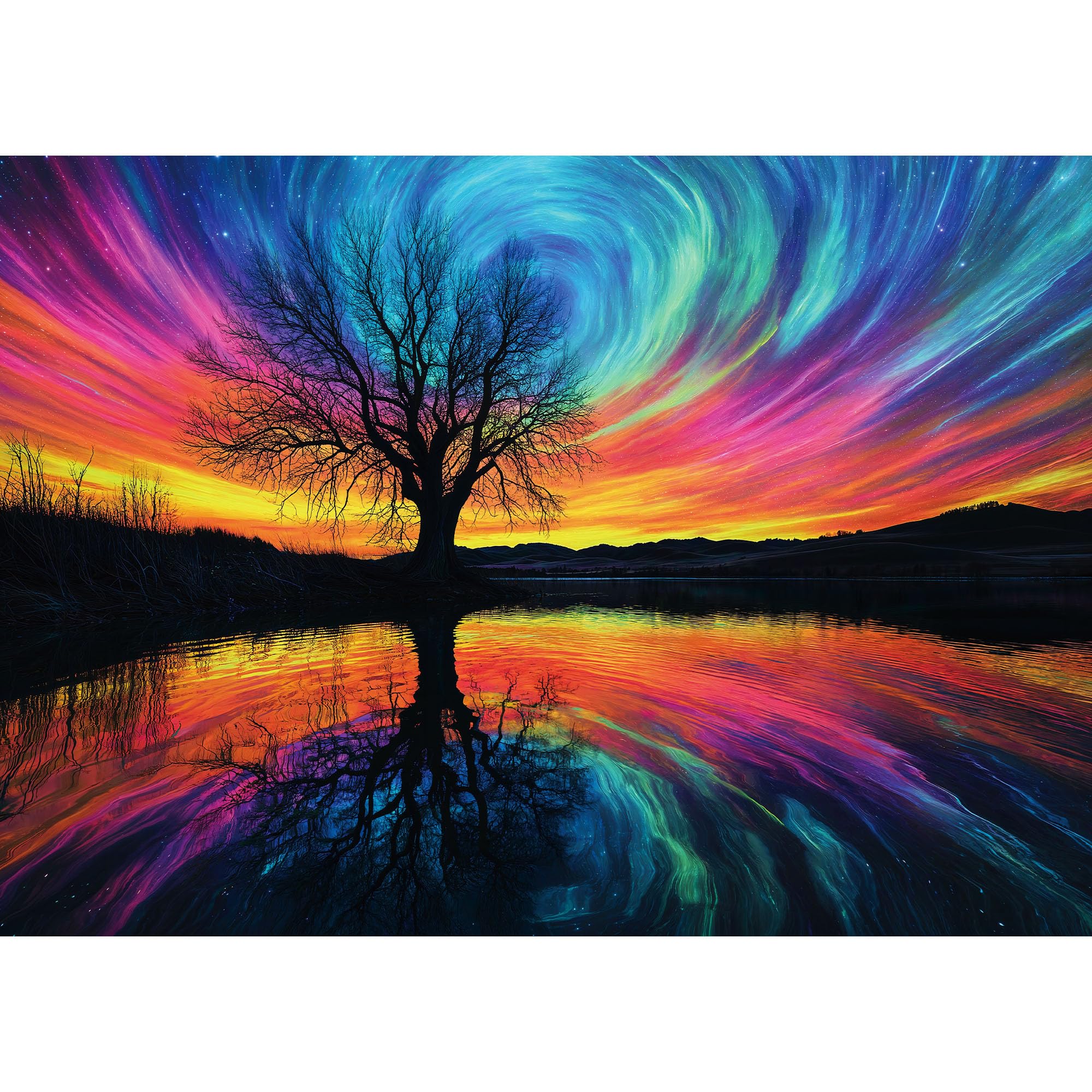 lamplig Puzzles for Adults 1000 Pieces - Tree of Life Aurora Jigsaw Puzzles - 1000 Pieces Puzzles with Letters on Back - Hard Challenging 1000 Piece