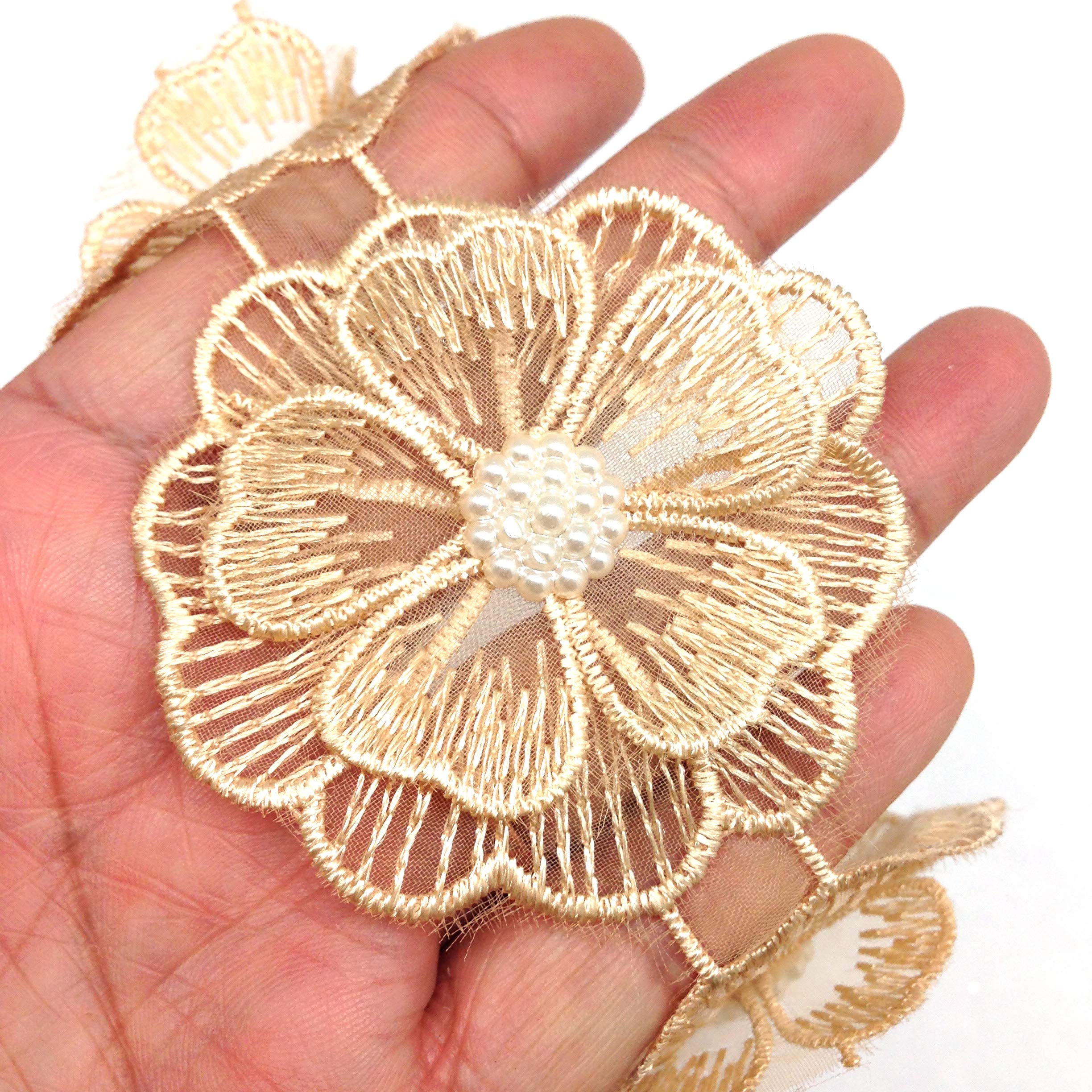 Acquista 1 Rotolo Di Abito Da Sposa Fiore Pizzo Ricamato Nastro - Foto 8