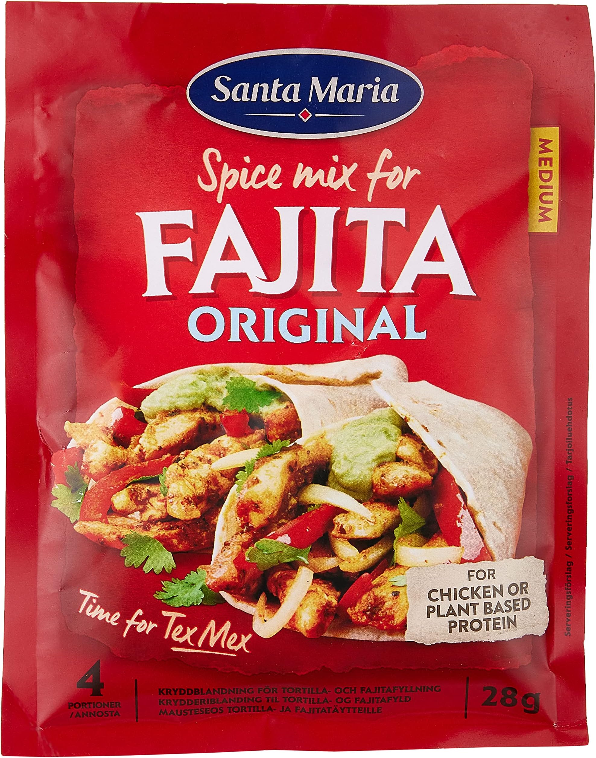 Santa Maria | 1 Bag Mix of Spices Seasoning for Fajita (1 Bag = 4 Servings) - 28 Gr