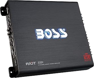 BOSS Audio R3004 Riot 1200 Watt, 4 Channel, 2/4 Ohm Stable Class A/B, Full Range, Bridgeable, MOSFET Car Amplifier with Remote Subwoofer Control