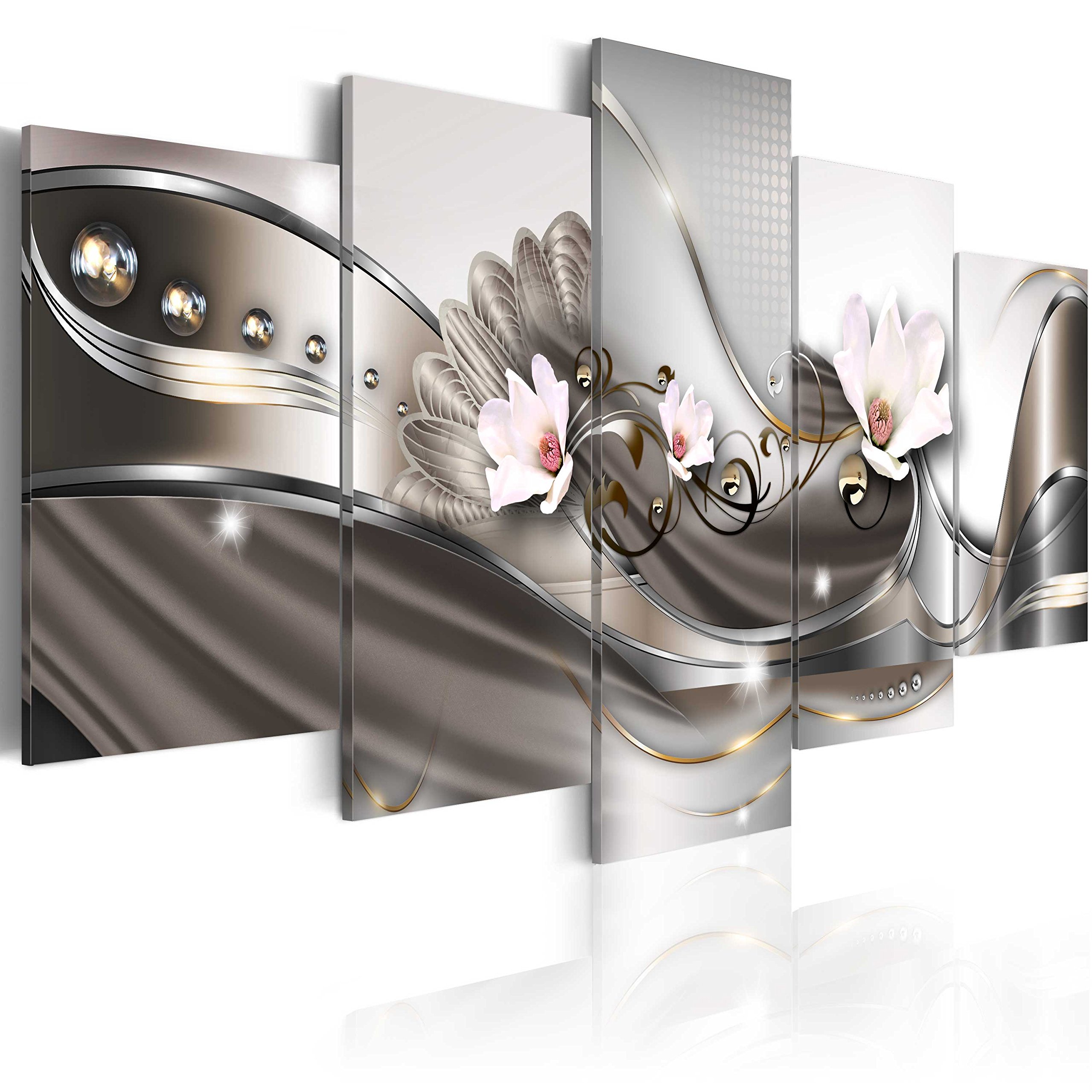 Prints on Canvas - Acrylic Glass Prints Wall Art 200x100 cm/80x40 5 Pieces Glossy Glass Print Panel Image Picture Painting Artwork Home Decoration Decor Modern - flowers orchids abstract b-A-0073-k-p