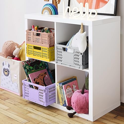 Miniatura 5 de 3 Sprouts Caja plegable de plástico reciclado, caja de almacenamiento plegable apilable para organización para adultos y niños, caja de plástico