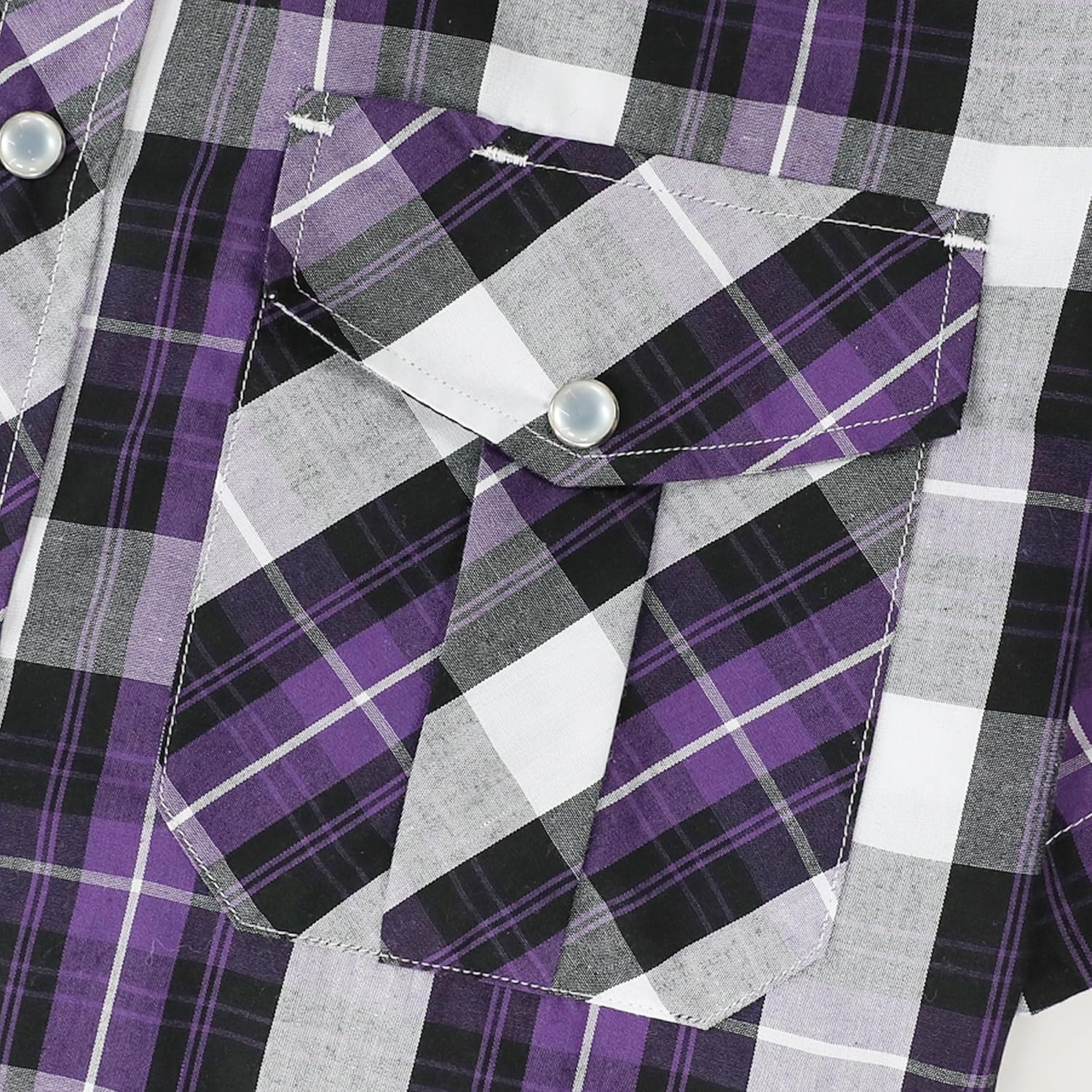 Dubinik® Western Shirts for Men Short Sleeve Plaid Pearl Snap Shirts for Men Button Up Shirt Cowboy Casual Work Shirt - Image 5